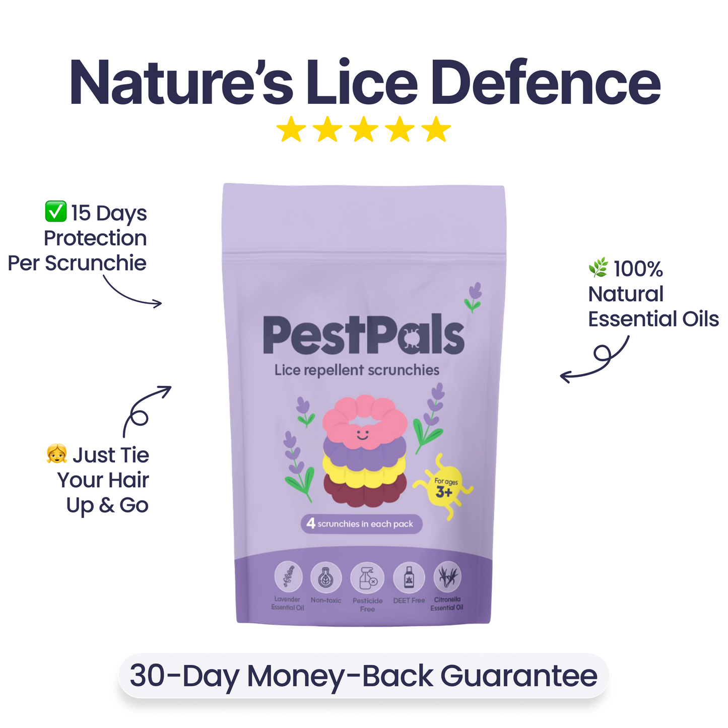 Lice Repellent Scrunchie 4-Pack